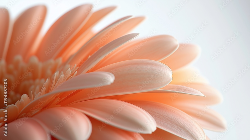 Peach-colored gerbera daisy with smooth layered petals closeup image. Fresh blossom. Floral close up photography. Natural elegance. Botanical harmony concept photo realistic Peach-colored gerbera daisy with smooth layered petals closeup image. Fresh blossom. Floral close up photography. Natural elegance. Botanical harmony concept photo realistic