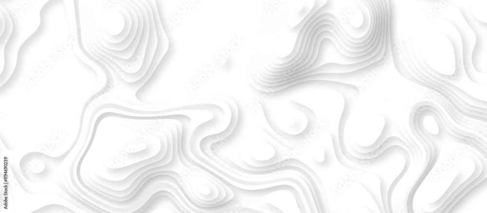 Realistic papercut decoration texture with wavy layers. White wave paper curved reliefs abstract background. Abstract white paper cut background with lines. Topography line map. Vintage outdoors style Realistic papercut decoration texture with wavy layers. White wave paper curved reliefs abstract background. Abstract white paper cut background with lines. Topography line map. Vintage outdoors style