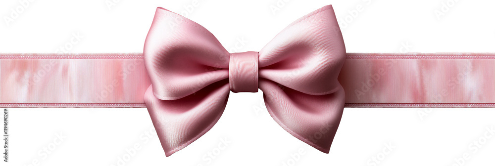 Pink Satin Ribbon Bow Element, isolated on a White Wide Background Pink Satin Ribbon Bow Element, isolated on a White Wide Background
