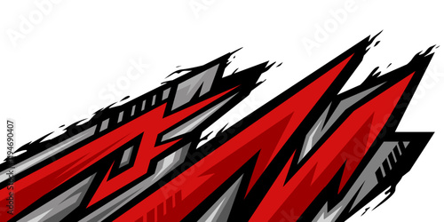 Red and black livery design for racing car or motorbike, abstract racing decal design 