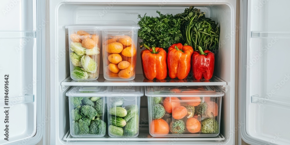 Fresh Produce Organized in Refrigerator Fresh Produce Organized in Refrigerator