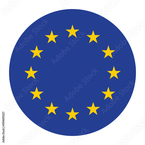european union round flag. eu flag icon with standard colours. vector illustration on transparent background.