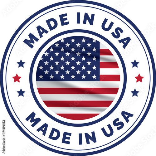 Made in USA Vector Stamp with American Flag