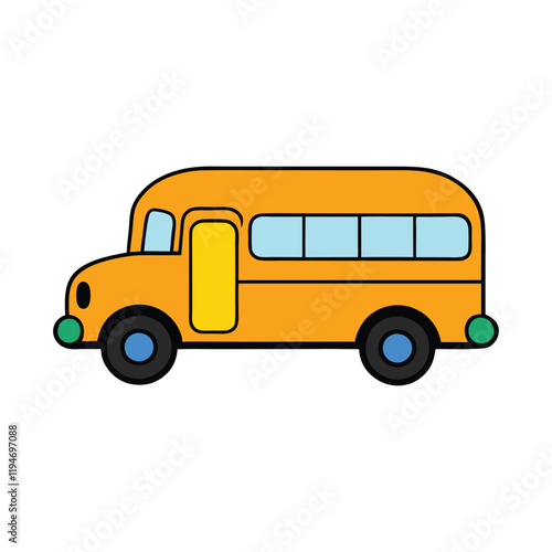 Illustration of school kids riding yellow school bus transportation education. Student child isolated school bus safety stop drive vector