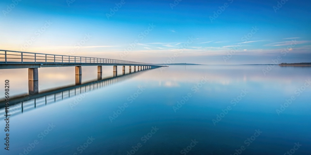 Serene Pier Extending into a Calm, Azure Lake at Dawn Serene Pier Extending into a Calm, Azure Lake at Dawn