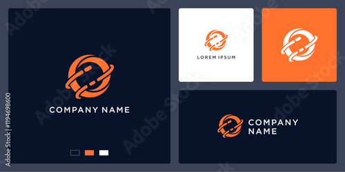 Abstract global cyber logo design