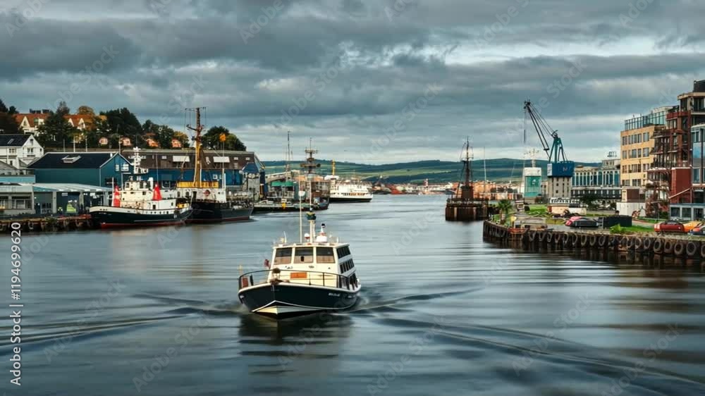 Scenic boat trip near a bustling harbor, offering picturesque waterfront views. Scenic boat trip near a bustling harbor, offering picturesque waterfront views.