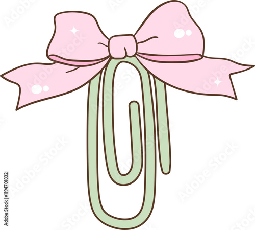 Hand-Drawn Paperclip with Bow Vector Illustration