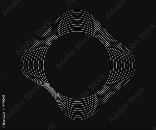 Round curved frame with dynamic wavy stripes