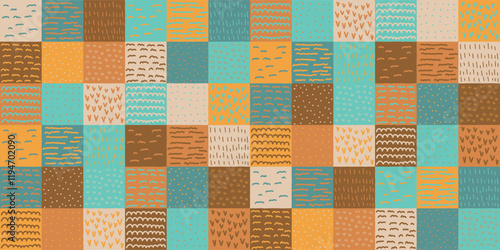 Fields illustration background. Seamless pattern.Vector. 田畑のイラストパターン