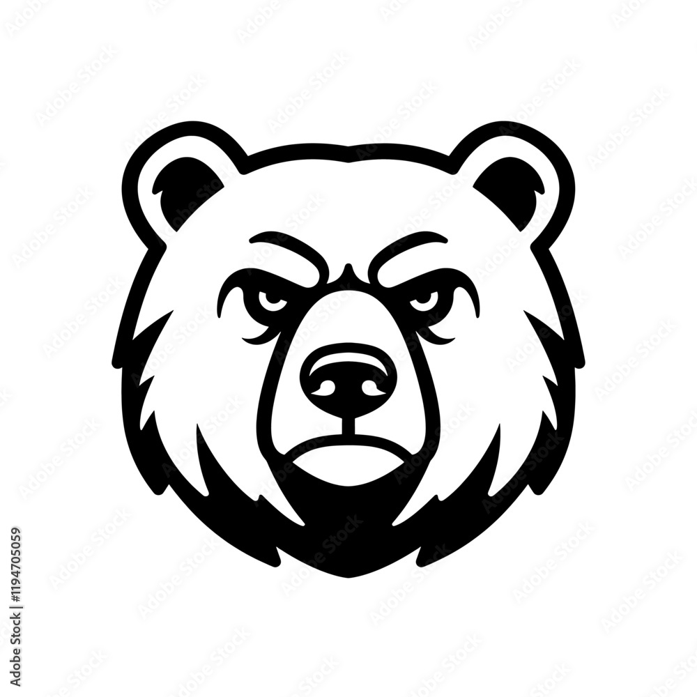 Grizzly Bear Head: A fierce and powerful grizzly bear head, depicted in a bold, black and white vector illustration style. Perfect for logos, mascots, or any design needing a strong, impactful image. Grizzly Bear Head: A fierce and powerful grizzly bear head, depicted in a bold, black and white vector illustration style. Perfect for logos, mascots, or any design needing a strong, impactful image.