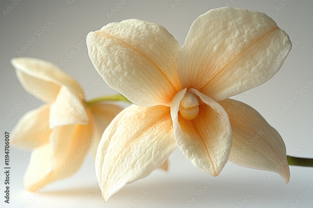 A single flower photographed from above, against a clean white background A single flower photographed from above, against a clean white background