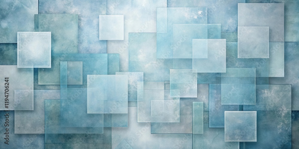 Abstract Overlay of Blue and Teal Squares with Textured Background Abstract Overlay of Blue and Teal Squares with Textured Background