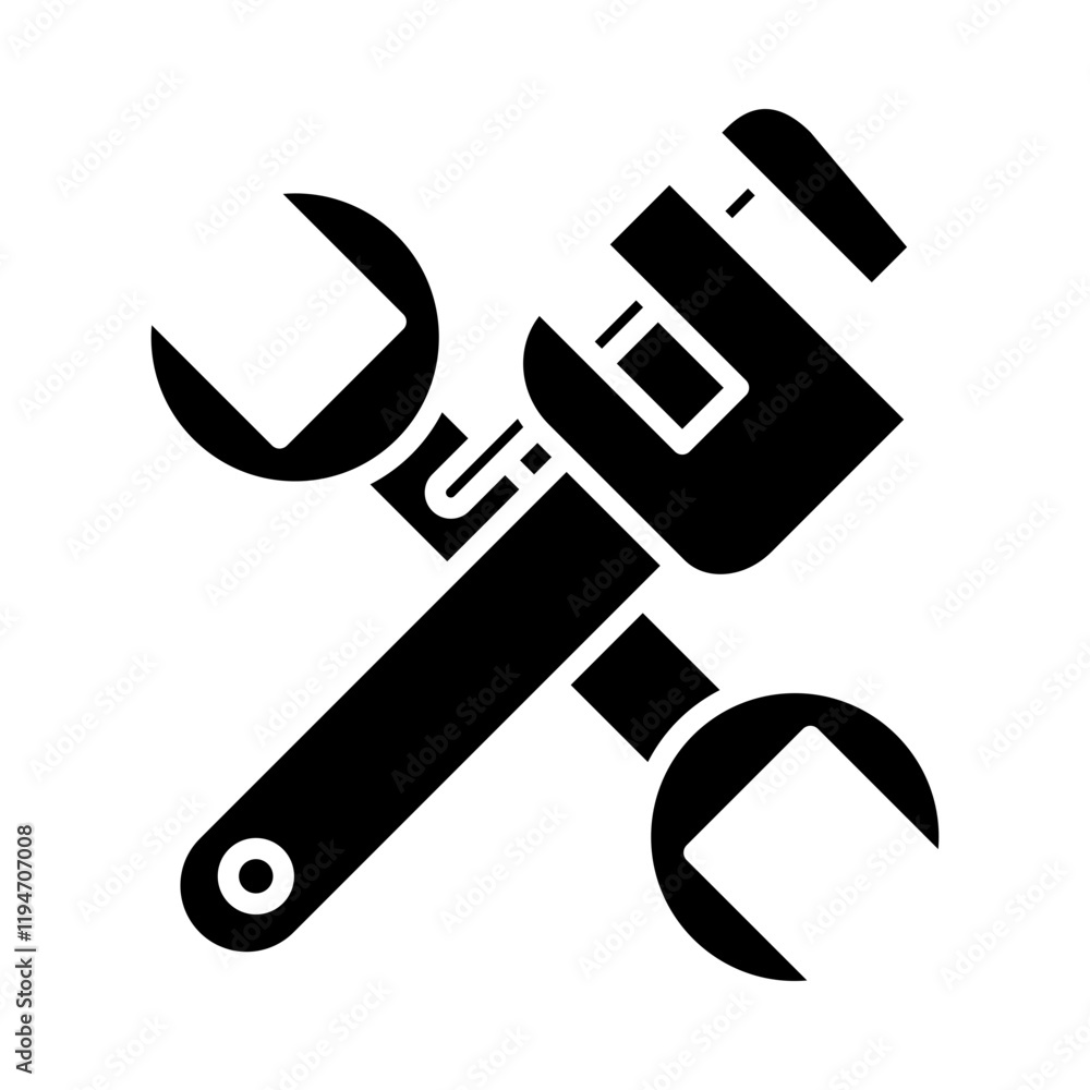 Obraz premium Plumber – Wrench and Pipe Representing Plumbing Installation and Repair