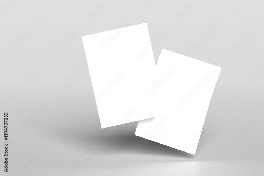 White blank sheets of a4 paper size or documents mockup on a gray background. Template for design blank paper sheets White blank sheets of a4 paper size or documents mockup on a gray background. Template for design blank paper sheets