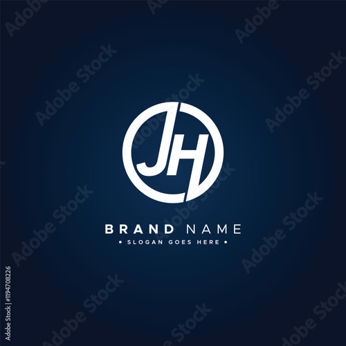 Abstract Letter JH Logo - Initial Monogram Template for Alphabet J and H