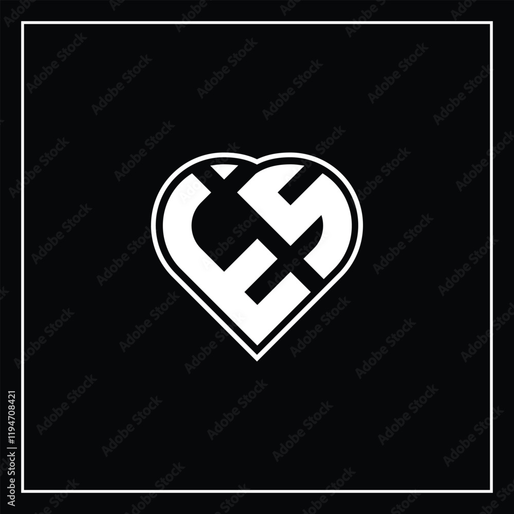 Obraz premium Letter ES Love and Care Logo With Heart Icon