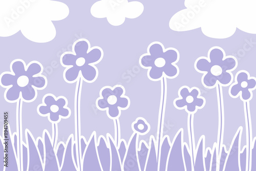 Cute flower field - minimalist light background