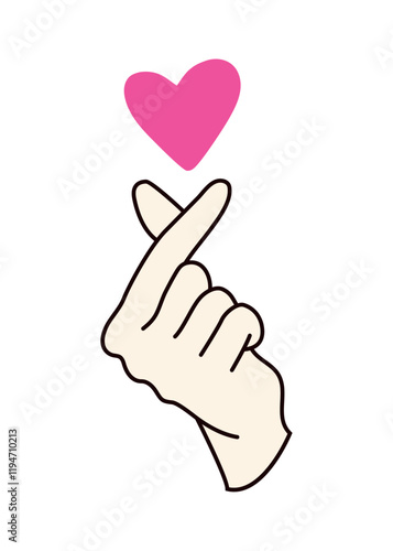 Mano haciendo el gesto coreano del corazón para el amor y el afecto