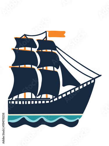 cartoon ship vector illustration