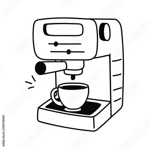 A coffee machine icon depicting an appliance that brews espresso, cappuccino, or drip coffee beverages automatically