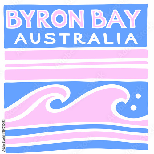 Byron Bay, Australia - minimalist souvenir print design for t-shirt, sticker, poster