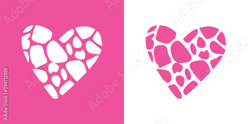 Logo con silueta de corazón roto en piezas para tarjetas y felicitaciones de San Valentín