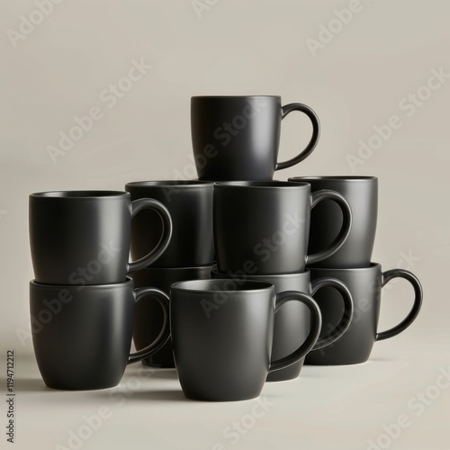 Minimalist Black Ceramic Mug Mockup for Product Branding photo