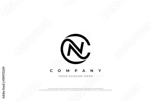 Simple Letter NC or CN Logo Design