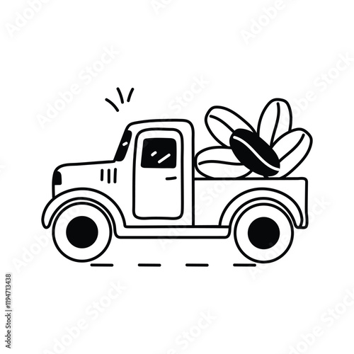 Get this amazing icon of coffee truck in modern style