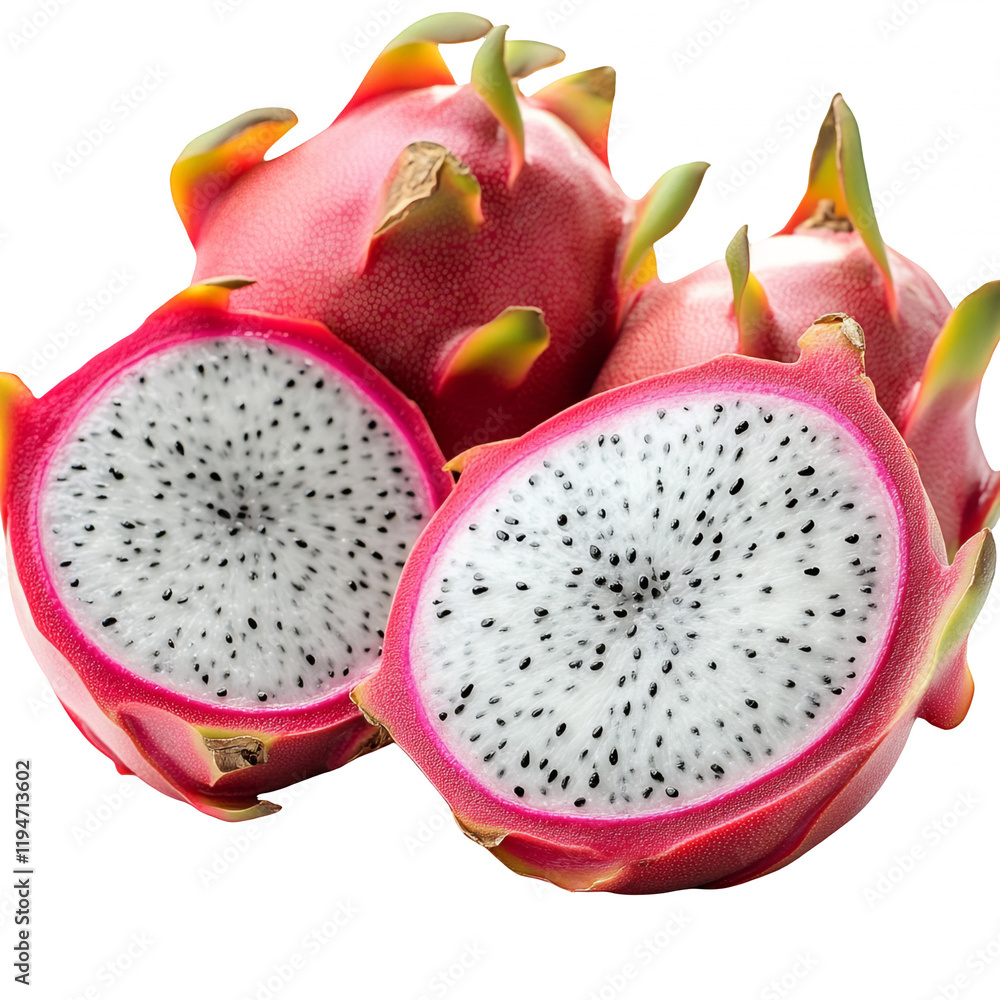 Fresh Dragon Fruit Pitaya Slices Exotic Tropical Fruit Vibrant Red Skin White Flesh Healthy Snack Fresh Dragon Fruit Pitaya Slices Exotic Tropical Fruit Vibrant Red Skin White Flesh Healthy Snack