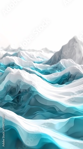 Wallpaper Mural Digital technology white and cyan flowing mountains poster background Torontodigital.ca