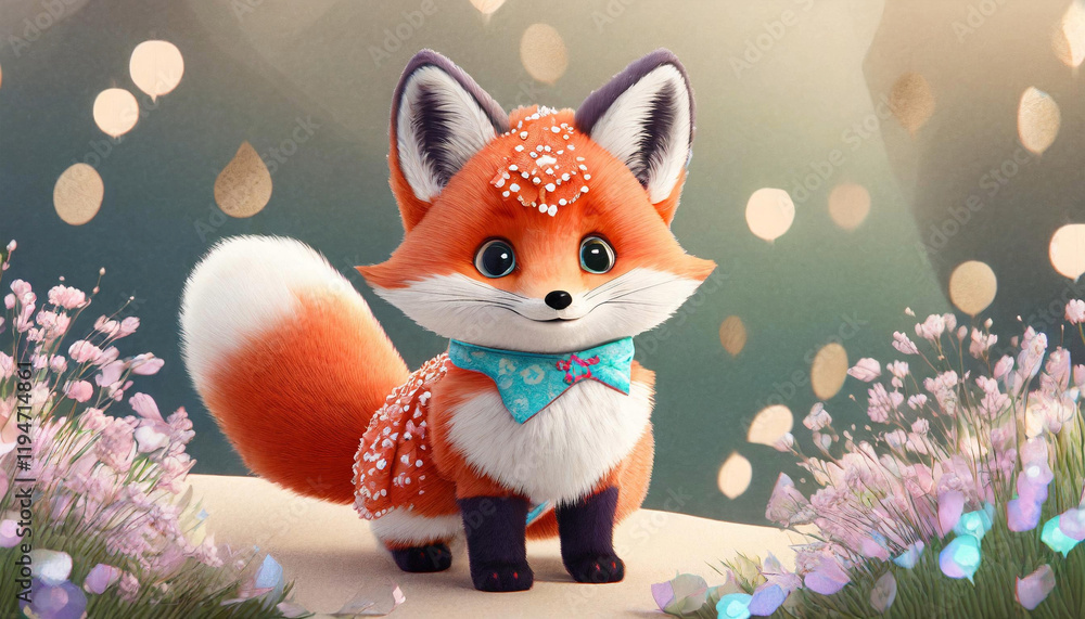 Fototapeta premium Cute wild animal, fox - 귀여운 야생 동물, 여우