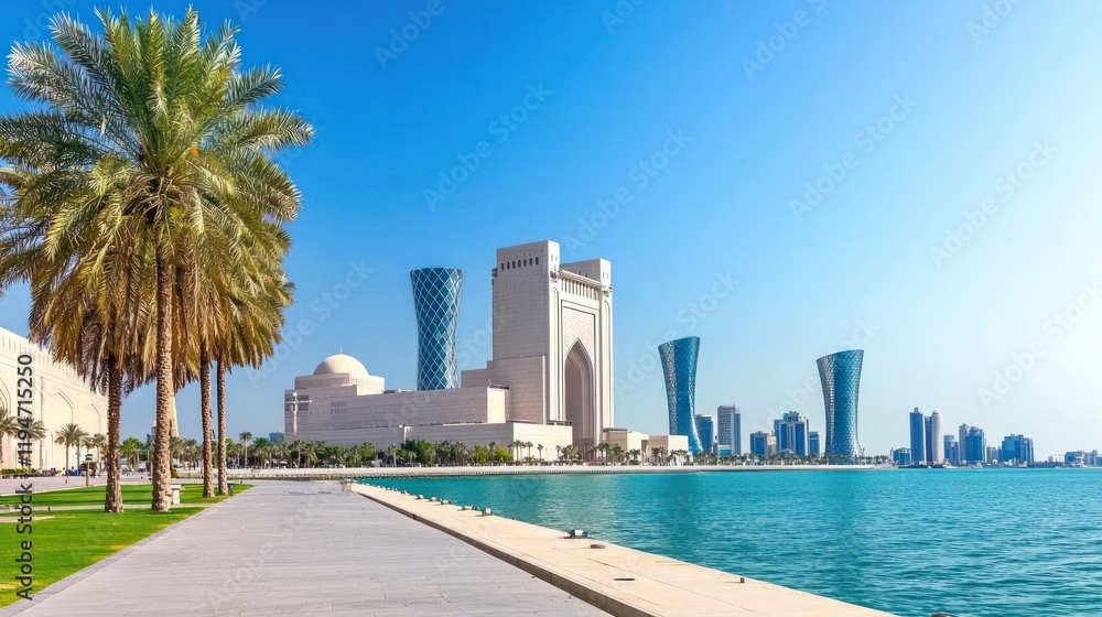 Obraz premium Coastal Cityscape with Modern Architecture