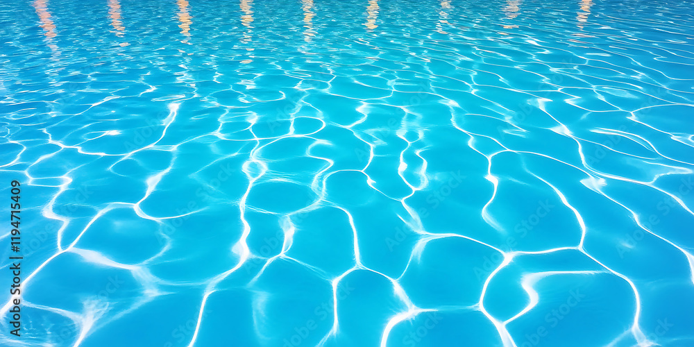 Obraz premium Crystal clear water in a modern swimming pool with vibrant ripples, showcasing stunning details and perfect composition, ideal for luxury and relaxation themes.