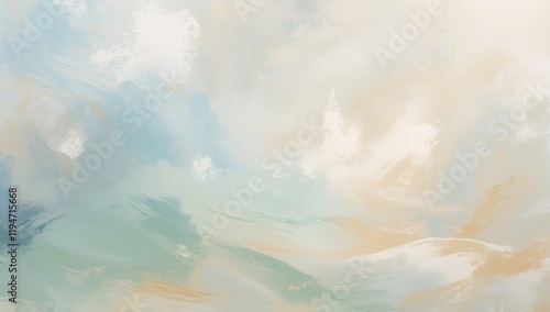 Abstract painting in soft pastel hues featuring swirling brush strokes, evoking a soothing and dream-like atmosphere.