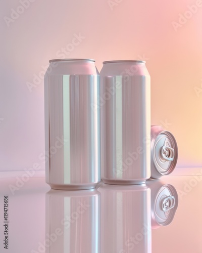 Modern Holographic Soda Can Mockups for Branding and Packaging photo