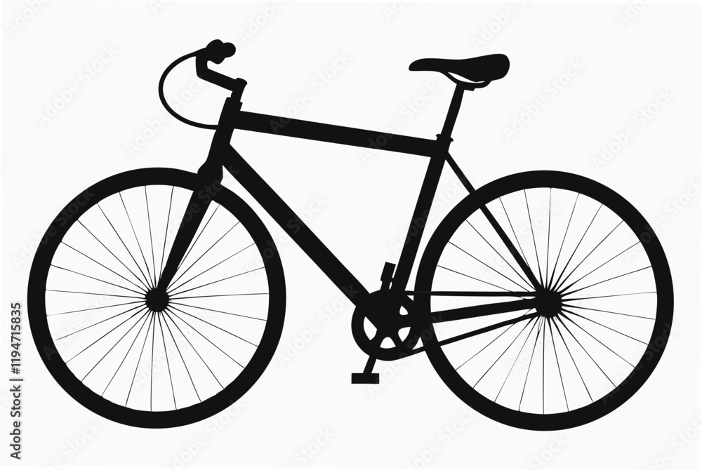 Fototapeta premium Bicycle silhouette black vector art illustration.