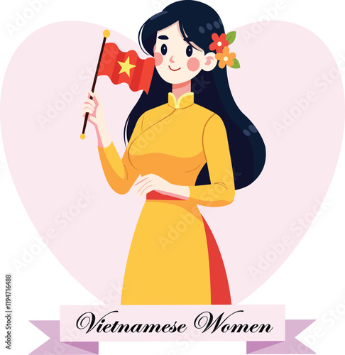 illustration of Vietnamese women wearing Ao Dai