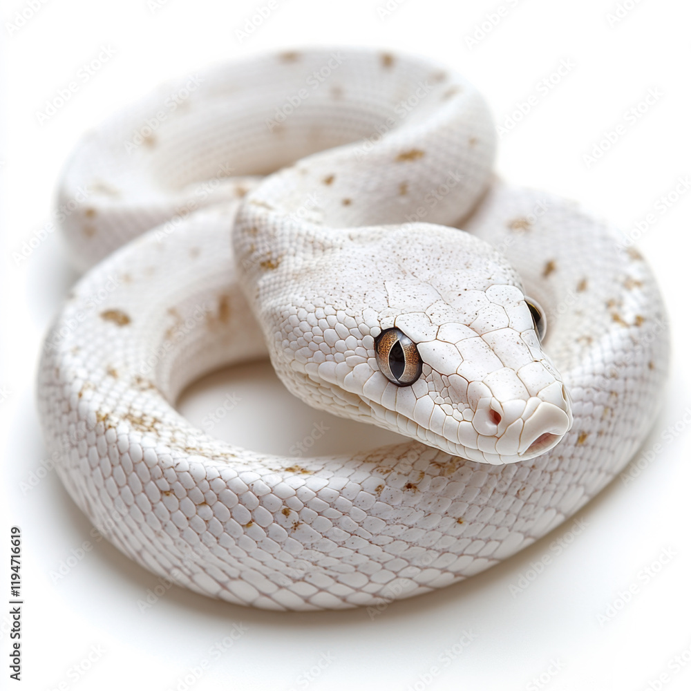 Fototapeta premium Albino Snake, Isolated, White Background, Copy Space