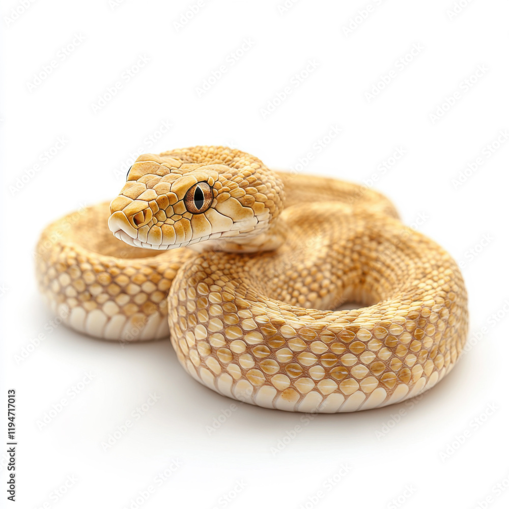 Fototapeta premium Photorealistic Beige Snake on White Background