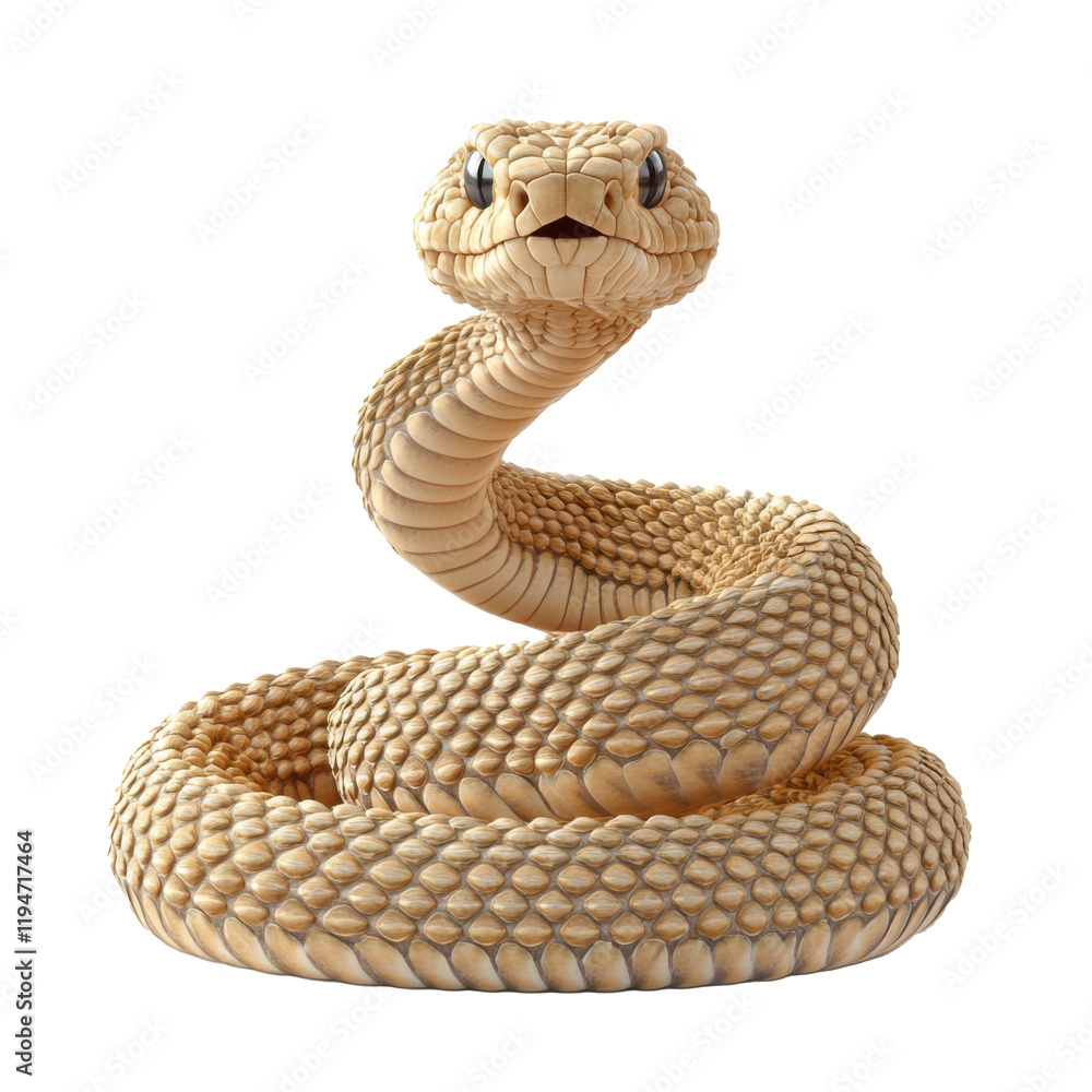 Fototapeta premium Beige Snake, Isolated, Transparent Background, Copy Space