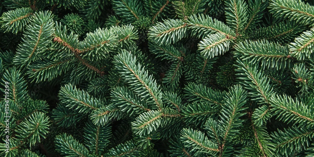 Closeup of lush green fir tree branches arranged densely with varied angles and textures creating a natural forest background effect. Closeup of lush green fir tree branches arranged densely with varied angles and textures creating a natural forest background effect.