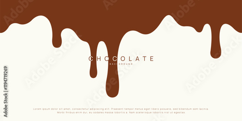 Chocolate background of Modern poster, dynamic splashes and drops. Vector illustration in a flat style of minimalism	
