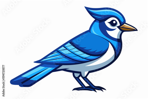 Blue Jay bird line art vector artwork illustration.