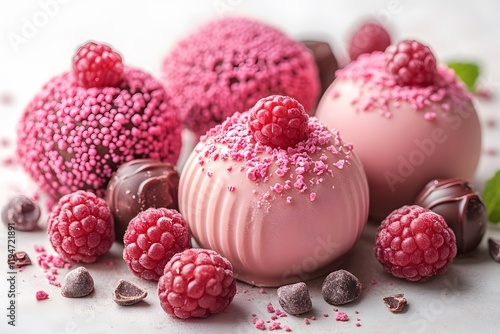 Elegant Raspberry-Infused Chocolate Treats for Dessert Styling and Culinary Inspiration photo