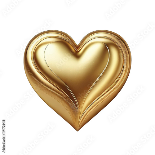 Golden heart on isolated background 