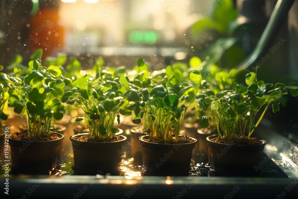 A close-up of vibrant green sprouts in small pots, growing indoors with warm sunlight streaming in, symbolizing renewal, hope, and new beginnings. A close-up of vibrant green sprouts in small pots, growing indoors with warm sunlight streaming in, symbolizing renewal, hope, and new beginnings.