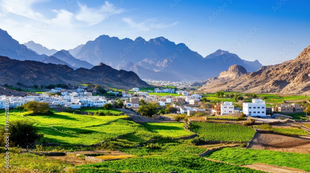 Fototapeta premium Mountain Village Landscape