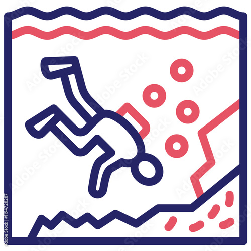 Deep Diving vector icon illustration of Vacation and Tourism iconset.